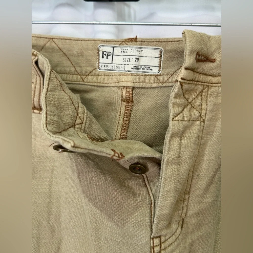 Free People Tan Cropped Utility Pants